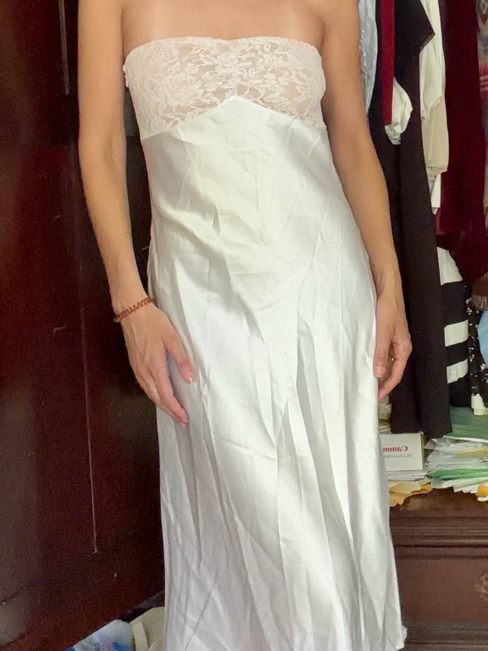 Strapless White Lace Bodice dress